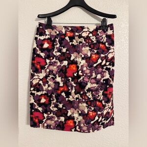 Ann Taylor Purple and Red Floral Pencil Skirt
